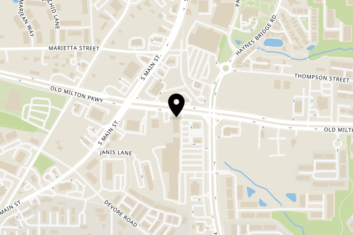 Map showing the location of Slurpin' Ramen Bar - Alpharetta on 11770 Haynes Bridge Rd #101 in Alpharetta